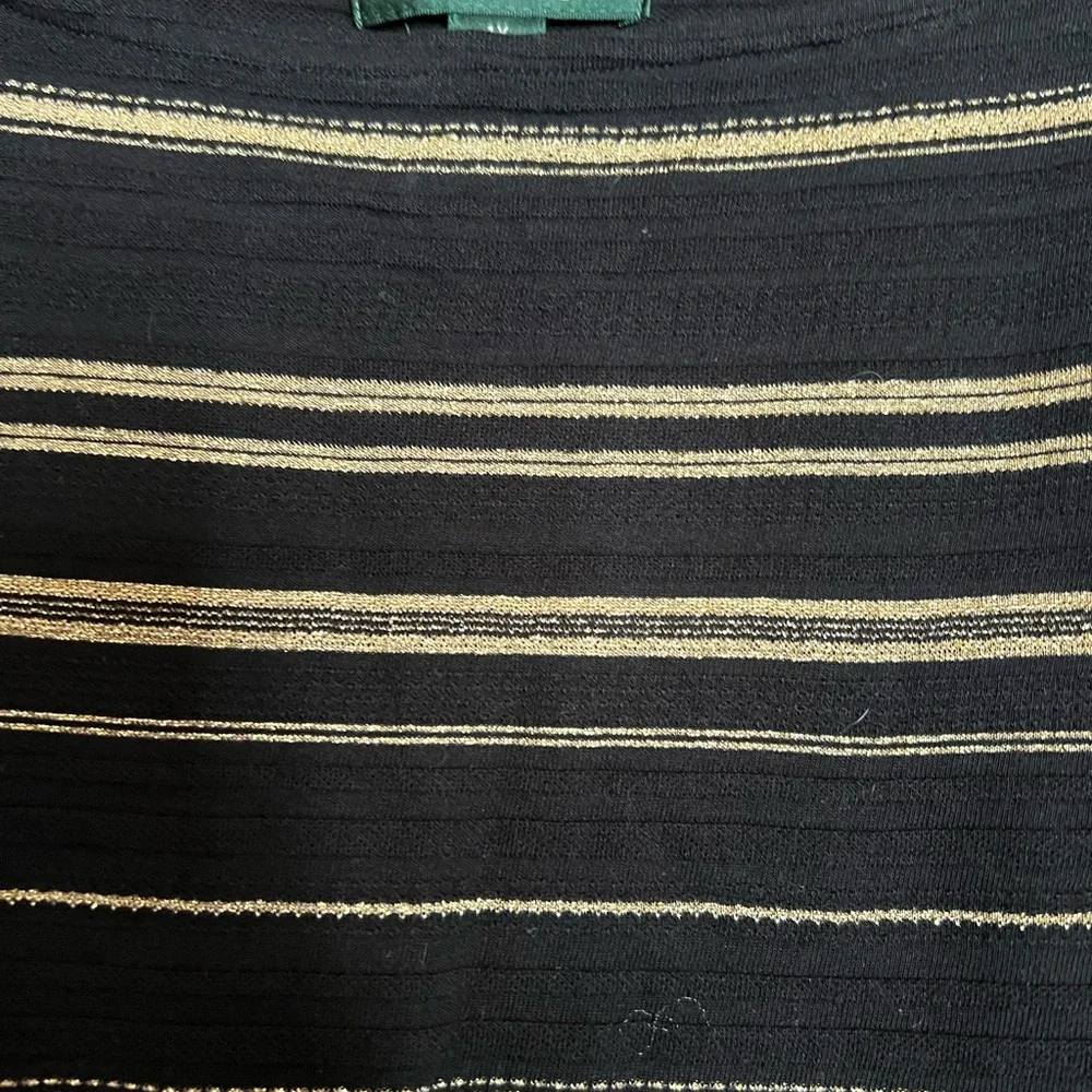 Ralph Lauren Black and Sparkly Gold Striped Long Sleeve Top - Picture 2 of 4